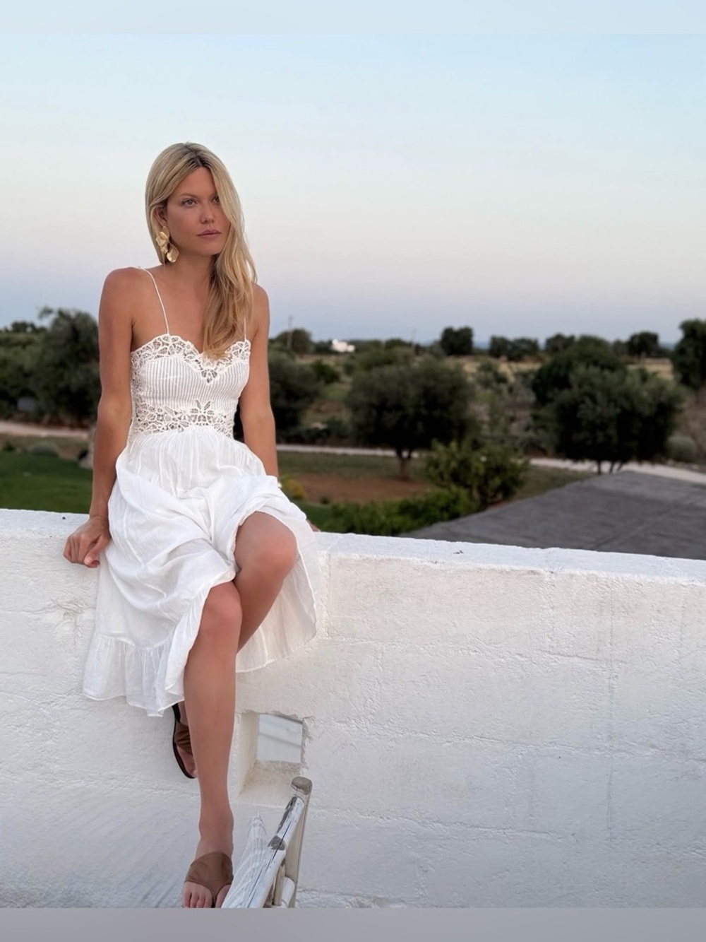 Zara White Lace Cotton Flowy Summer Bohemian Midi Dress - Picture 10 of 11